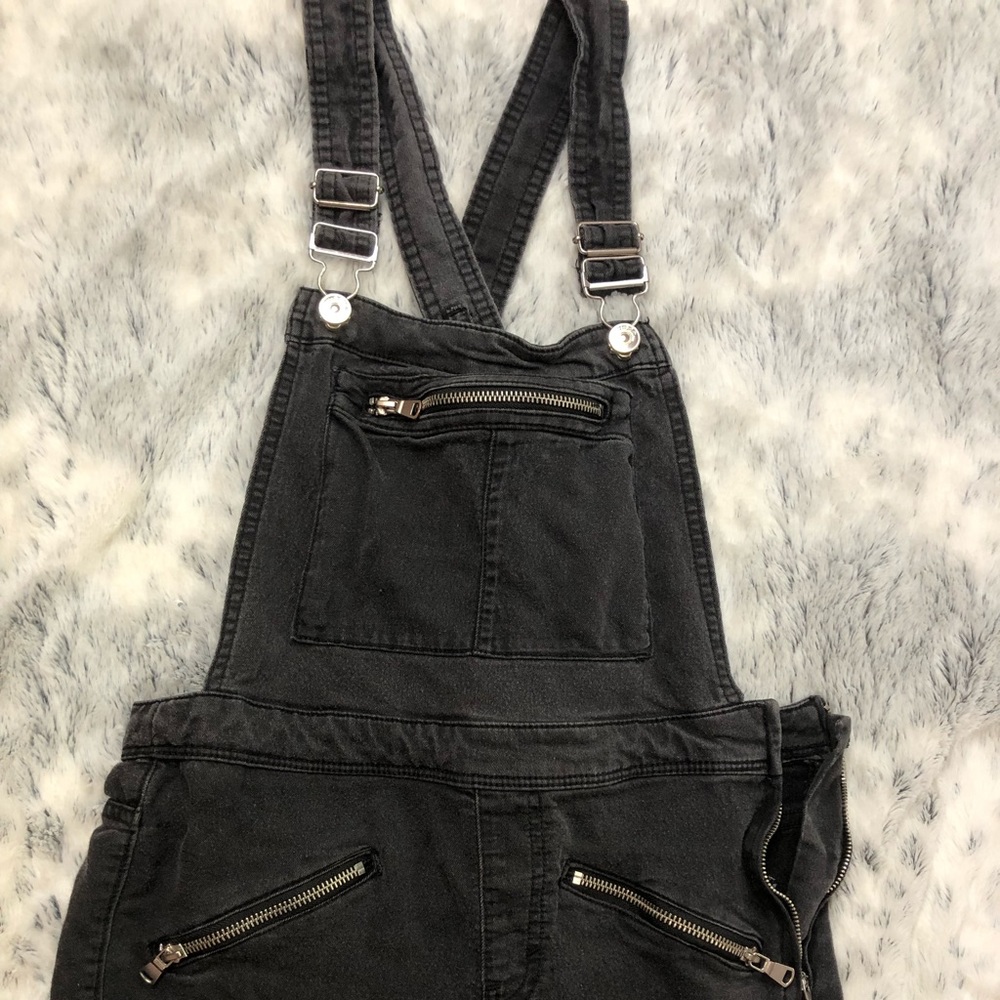 Black Stretched Denim Overall
